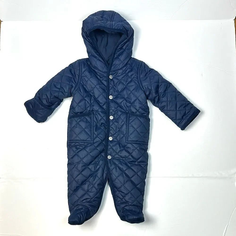 Ralph Lauren Quilted Navy Blue
Baby Boy Bunting Snowsuit Hooded Size 6M - Picture 1 of 13